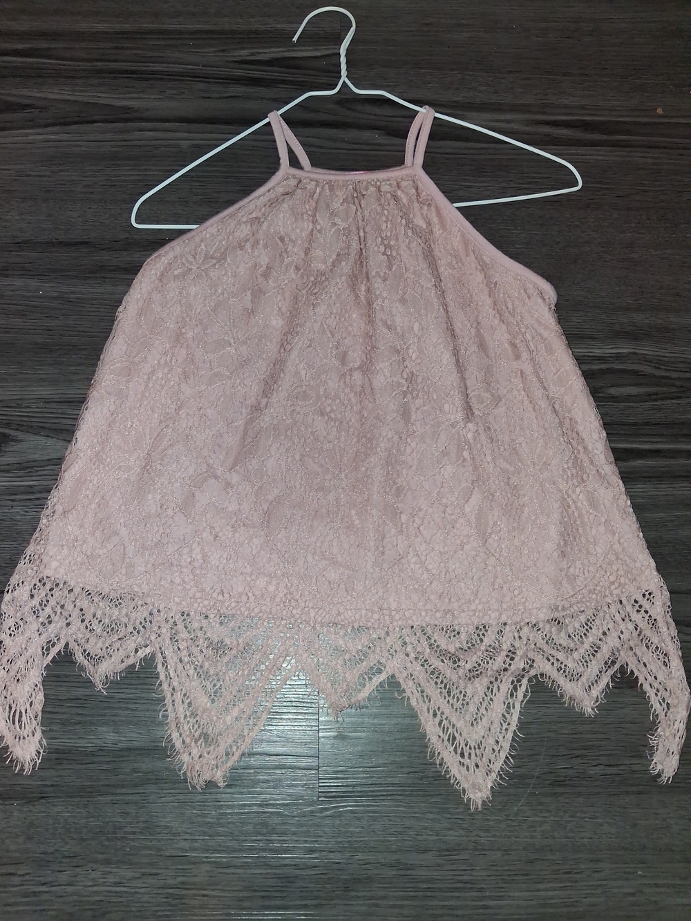 Blush Pink Lace Halter Tank Top